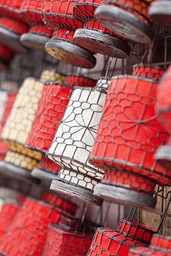 Traditional lanterns on a Chinese flea market by Tony Vingerhoets