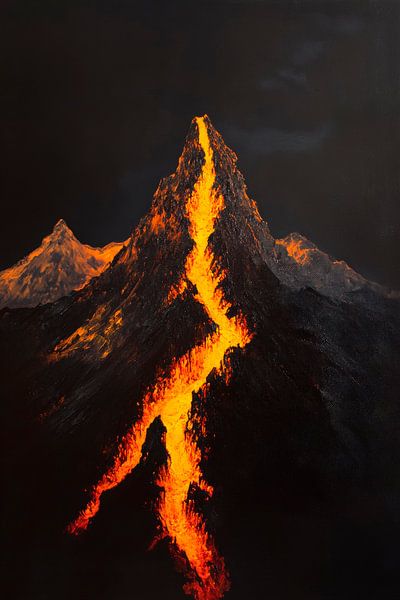 Vulkan in Eruption – Feurige Landschaft von Poster Art Shop