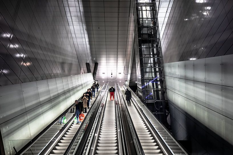 escalator metro station on the north south line Amsterdam by Eric van Nieuwland