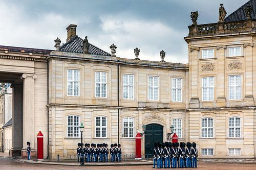 Changing of the guard at Amalienborg in Copenhagen, Denmark