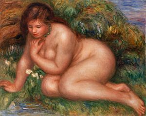 Badende Frau, die sich im Wasser spiegelt, Pierre-Auguste Renoir (1910)