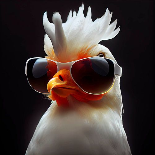 Portrait of a Rooster with Sunglasses. Part 2