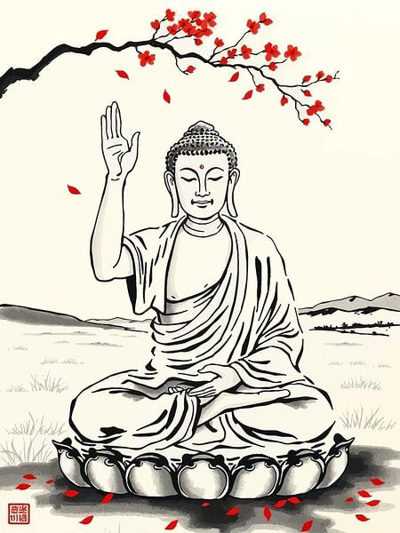 Buddha / Boeddha Japanische Tuschemalerei von MIROKKU