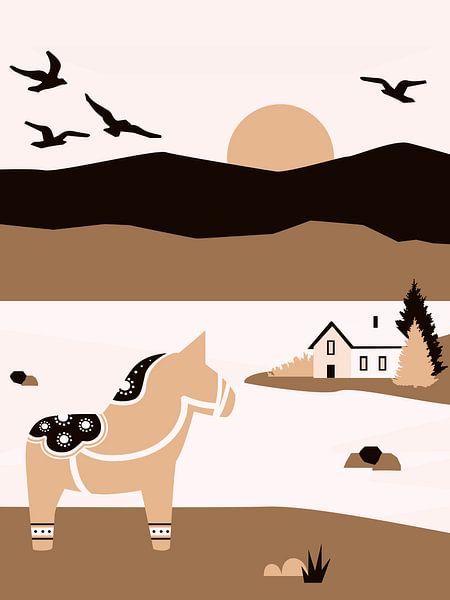 Skandinavische Herbst Landschaft in Schweden von Mad Dog Art