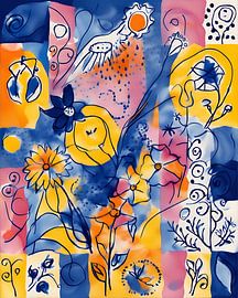 Blumenstrauß im Stil von Chagall von Geef Kleur aan je Dag