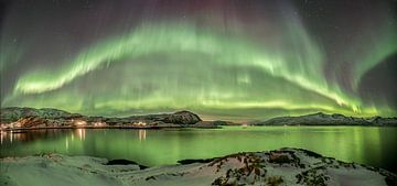 Nordlicht über den norwegischen Fjorden von Marco Verstraaten