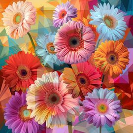 Fleurs de gerbera - Des fleurs vivantes au design moderne sur Poster Art Shop