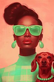 Green Dachshund Vibes | Retro Glamour by Marijke Trienekens