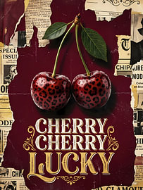 Cherry Cherry Lucky – Décoration murale vintage et glamour sur le thème de la cerise
