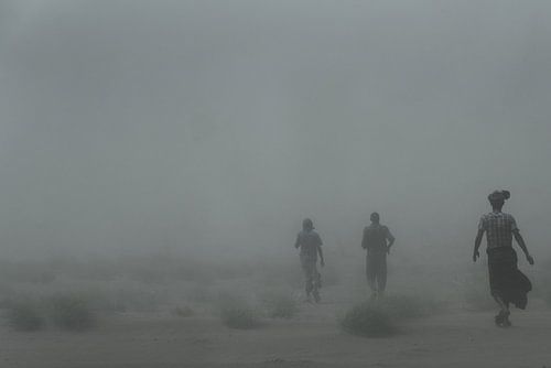 Overvallen door een zandstorm in de woestijn | Ethiopië