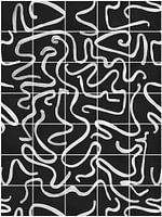 Lignes modernes et abstraites sur un motif de carreaux, noir et blanc