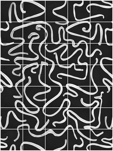 Modern en abstracte lijnen op een tegelpatroon, zwart - wit