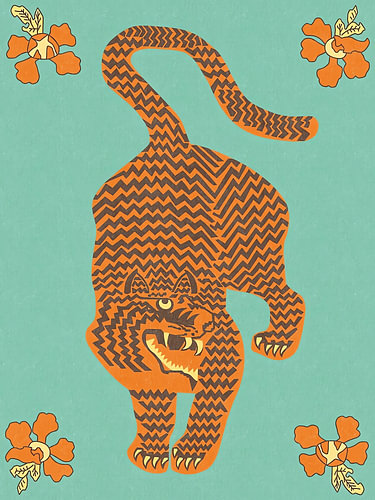 Dekorativer orangefarbener Tiger
