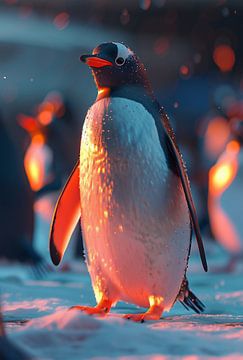 Besneeuwd landschap met pinguïns van fernlichtsicht
