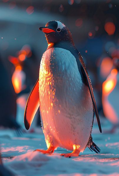 Besneeuwd landschap met pinguïns van fernlichtsicht