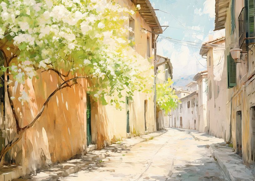 Mediterrane Straßenszene von Abstraktes Gemälde