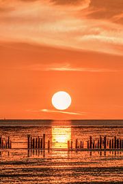 Sunset on the mudflats from the pier of PaesensModdergat
