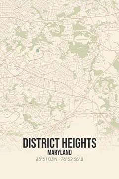 Vintage landkaart van District Heights (Maryland), USA. van MijnStadsPoster