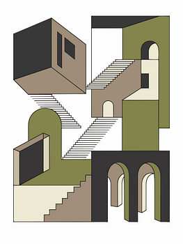 Architectural Modernist Geometry in Earth Tones