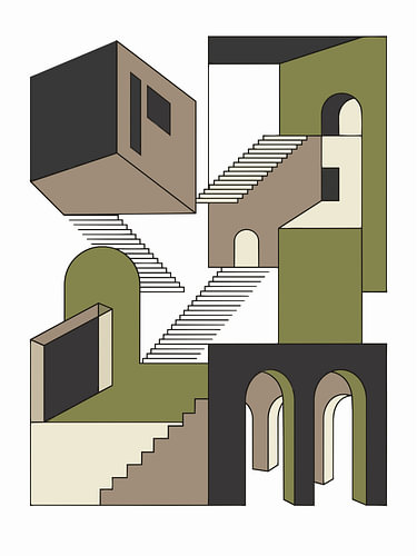 Architectural Modernist Geometry in Earth Tones