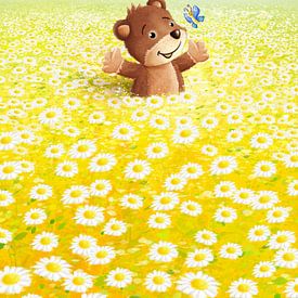 schattige beer in bloemenweide van Stefan Lohr