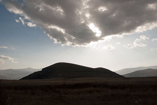 Clouds above a mountain near lake Sevan in Armenia