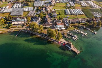 Aerial view of Reichenau Island landing stage on Lake Constance by Werner Dieterich