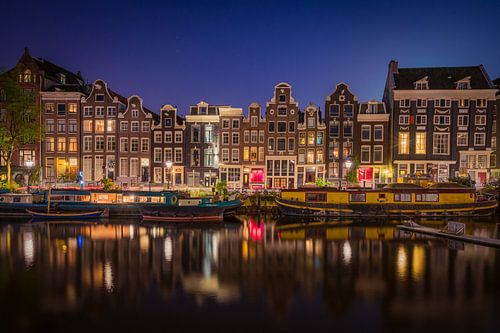 Amsterdam houses in the evening