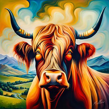 Vache des Highlands, symbole du charme écossais sur Mellow Art