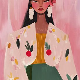 Colourful modern portrait "Fashionista" by Carla Van Iersel