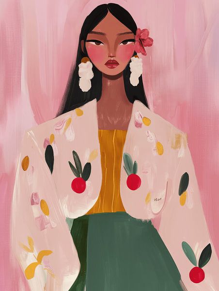 Colourful modern portrait &quot;Fashionista&quot; by Carla Van Iersel