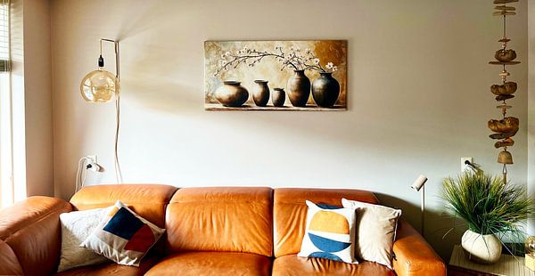 Klantfoto: Witte Bloesemtrossen van Studio BB, op canvas