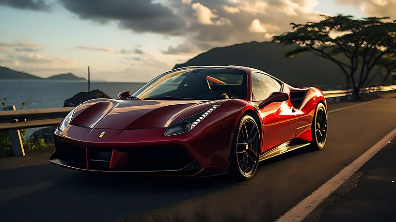 Rode Ferrari 488 Pista Spider Atelier van PixelPrestige