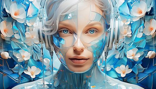 Woman with flowers and colours