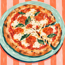 Pizza fraîche au fromage et au pepperoni sur Daan Dirk