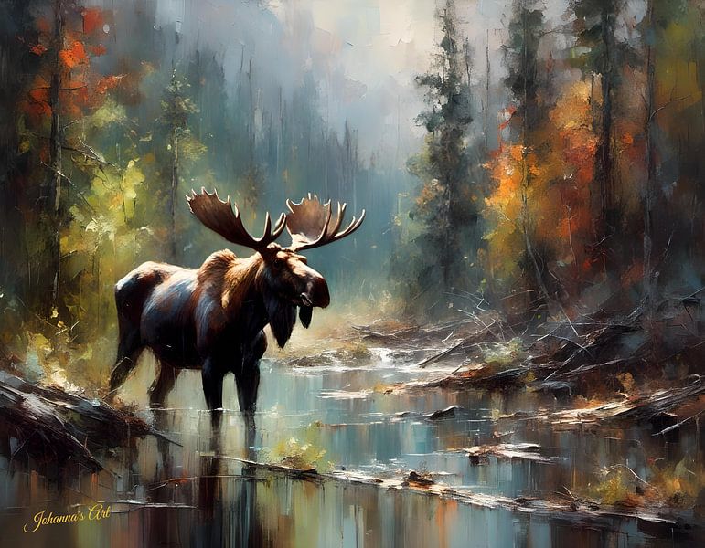 Wildtiere - Abstrakter Surrealismus - Elch 2 von Johannas Art Creations