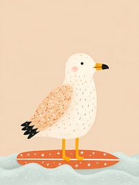 Surfing Seagull – Whimsical Coastal Nursery by StudioRemier