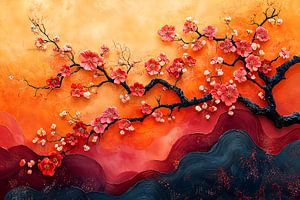 malerei kunst japan blüte abstrakt