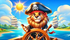 Brave lion captain sails through tropical waters by artefacti