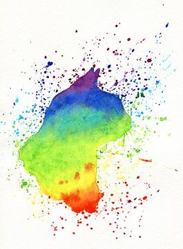 Regenboog kat aquarel schilderij van Karen Kaspar