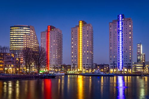 Leuvehaven Rotterdam at sunset overlooking the Boompjes