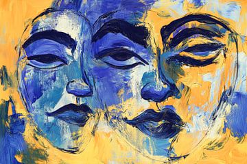 Two-faced symbiosis in blue and yellow by Poster Art Shop