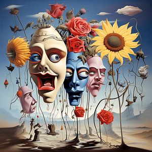 Surreal Blumen Gesichter Landschaft Melancholie Märchen