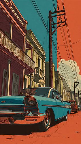 Vintage Speed Dreams – Moderne digitale illustratie van een kunstauto