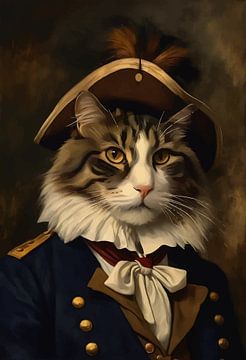 Chat des forêts norvégiennes dans un portrait de l'époque napoléonienne