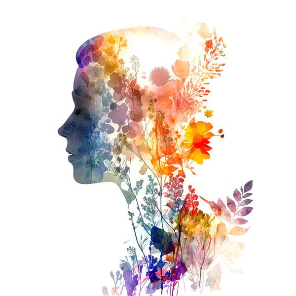 Sommerliches Frauenporträt im Scherenschnitt von Vlindertuin-Art