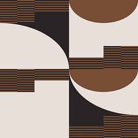 Retro Geometric Abstraction. Modern art in brown, white, black no. 8 by Dina Dankers