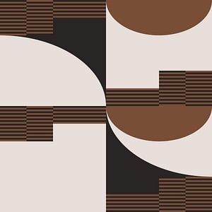 Geometrische Retro-Abstraktion. Moderne Kunst in braun, weiß, schwarz Nr. 8 von Dina Dankers