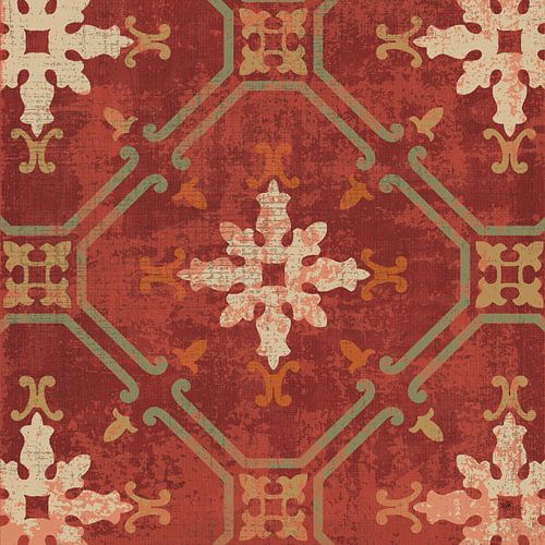 Moroccan Patchwork Red Tile I, Pela Studio