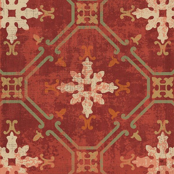 Marokkaanse patchwork Red Tile I, Pela Studio van Wild Apple